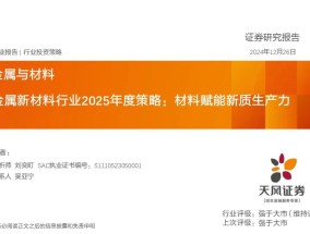 金属新材料2025年度策略：材料赋能新质生产力 | 天风金属新材料刘奕町团队